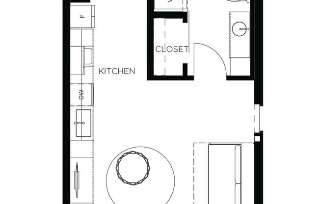 Studio, 1 bath, 487 sqft, $1,100