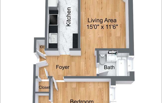 1 bed, 1 bath, 550 sqft, $2,995