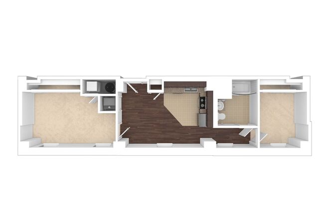 2 beds, 2 baths, 667 sqft, $3,195, Unit T-0508