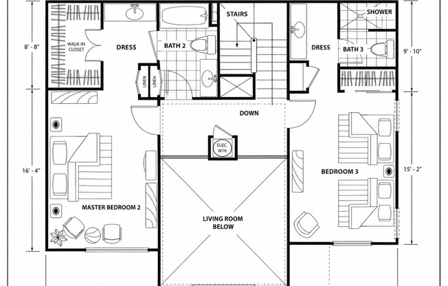 3 beds, 3.5 baths, $2,600, Unit # 804