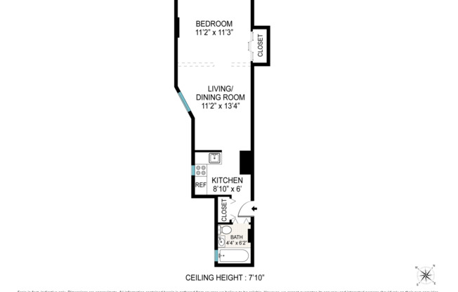 1 bed, 1 bath, $3,600, Unit 2A