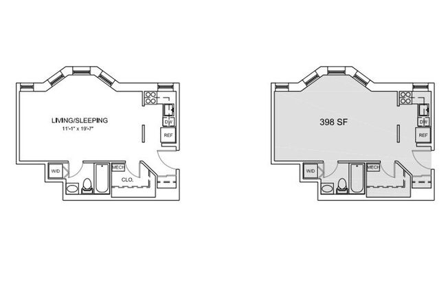 Studio, 1 bath, 393 sqft, $1,539, Unit C-312