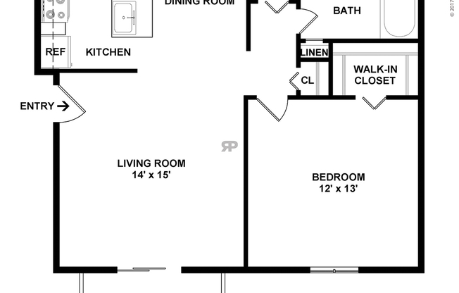1 bed, 1 bath, 710 sqft, $950
