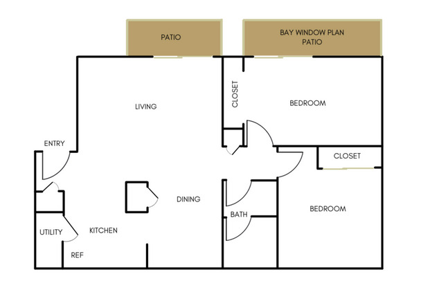 2 beds, 1 bath, 858 sqft, $1,008