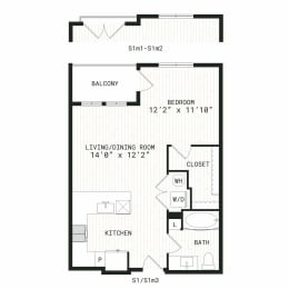 Studio, 1 bath, 604 sqft, $1,470