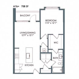1 bed, 1 bath, 738 sqft, $1,720