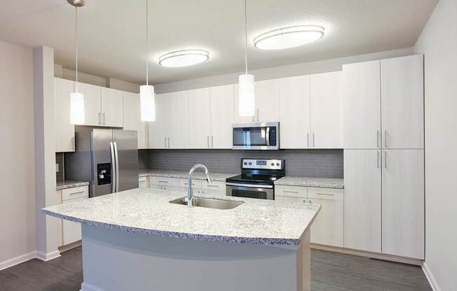 Stainless steel appliances in open concept kitchens