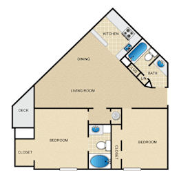 2 beds, 2 baths, 850 sqft, $1,429