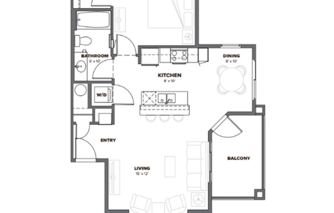 1 bed, 1 bath, $1,324, Unit K202