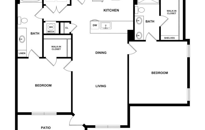 2 beds, 2 baths, 1,091 sqft, $1,750