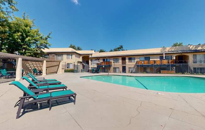 the swimming pool at our apartments