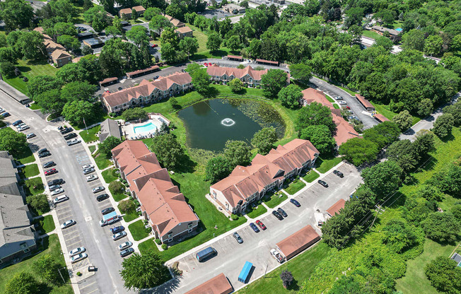 an aerial view of apartment community at Hampton Lakes Apartments, Walker, MI, 49534