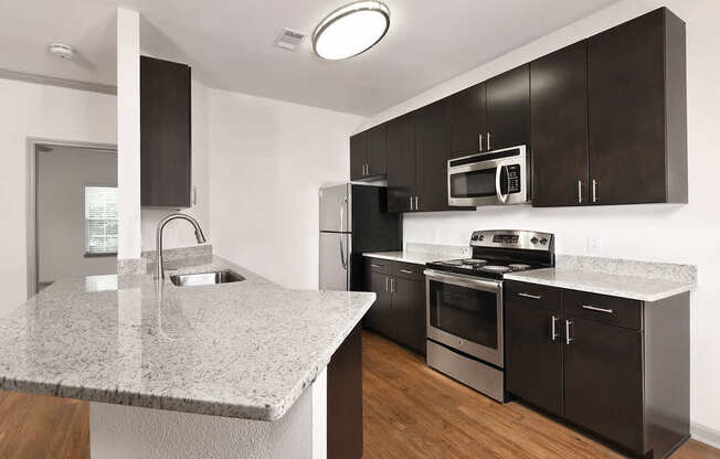 42” espresso finish designer cabinetry with brushed nickel hardware