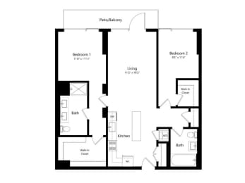 2 beds, 2 baths, 1,147 sqft, $3,999