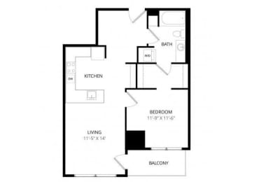1 bed, 1 bath, 645 sqft, $1,740
