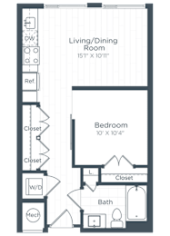 Studio, 1 bath, 566 sqft, $2,063