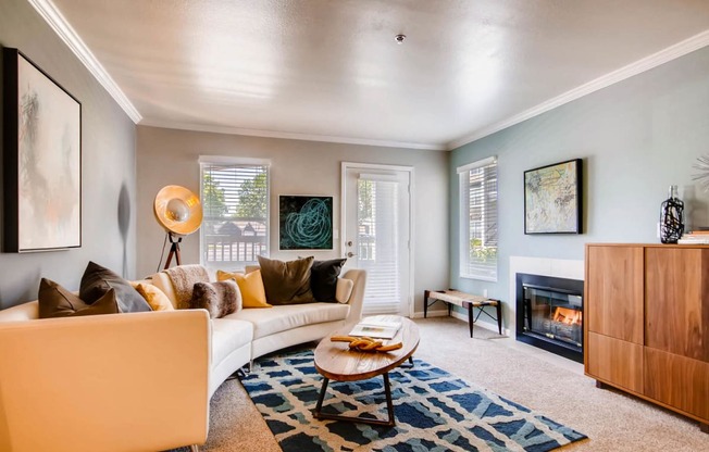 A Fully Furnished Living Room at Eagles Landing at Church Ranch Apartments