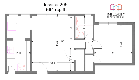 1 bed, 1 bath, 564 sqft, $1,095