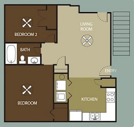 2 beds, 1 bath, 780 sqft, $959