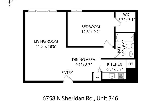 1 bed, 1 bath, 536 sqft, $1,750, Unit 346