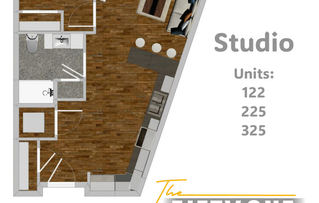 Studio, 1 bath, 595 sqft, $1,335, Unit 323