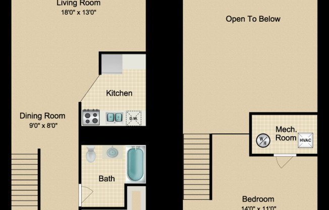 Studio, 1 bath, 990 sqft, $1,673