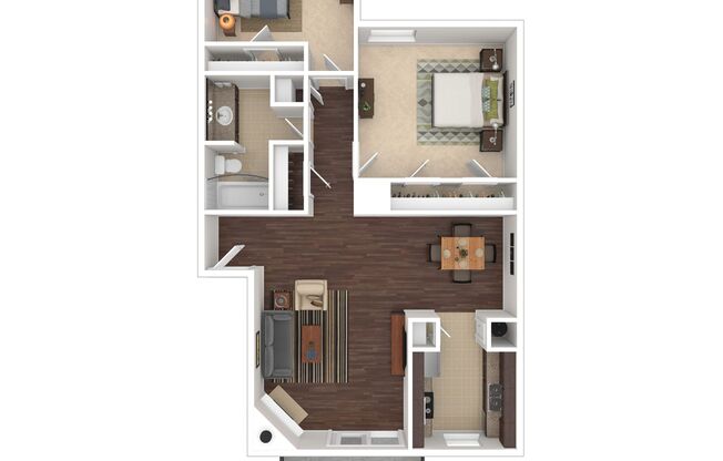 2 beds, 1 bath, 904 sqft, $1,600, Unit 204B