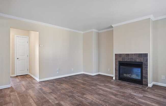 Living Area With Fireplace at Colonial Garden Apartments, San Mateo