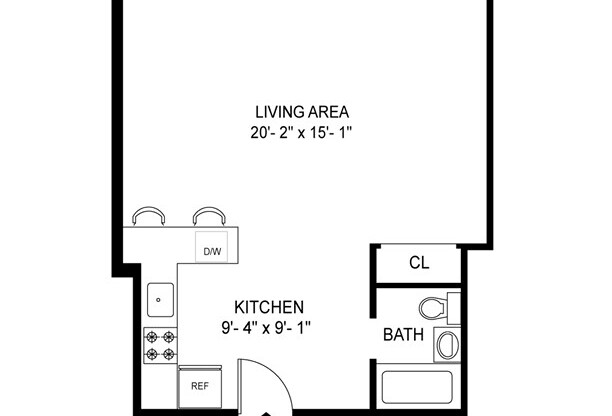 Studio, 1 bath, $4,300, Unit 10C