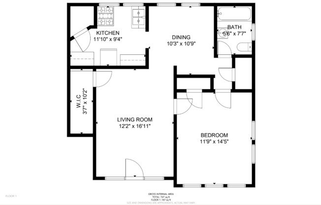 1 bed, 1 bath, 747 sqft, $877, Unit B-02