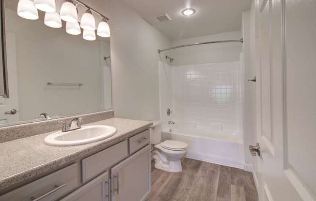Granite counter tops in our bathrooms at Legends at Rancho Belago, 13292 Lasselle Street, Moreno Valley
