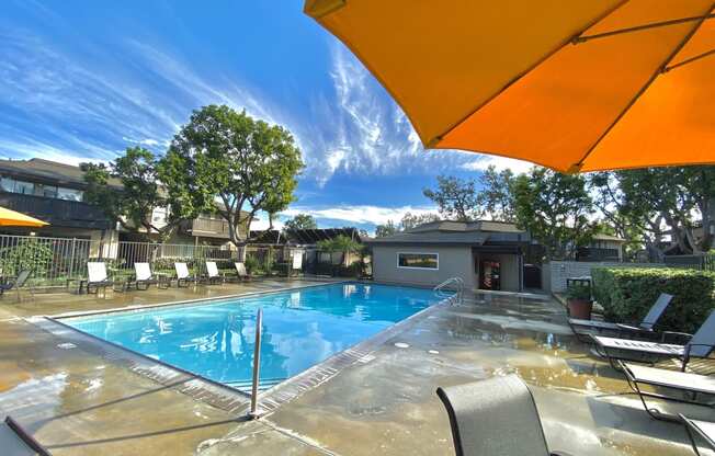 our apartments have a resort style pool and patio