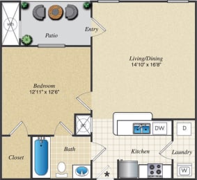 1 bed, 1 bath, 667 sqft, $1,203