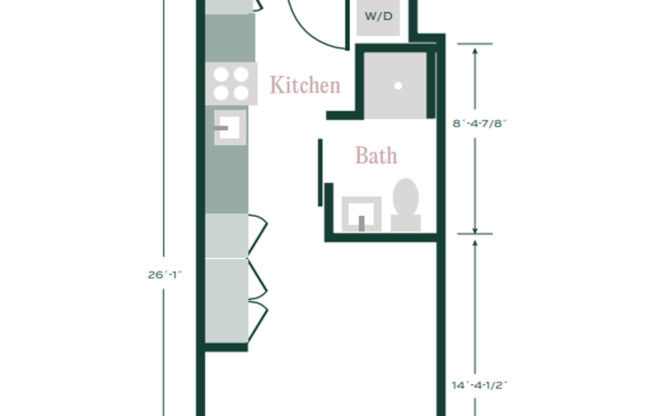 Studio, 1 bath, 319 sqft, $1,800, Unit 113