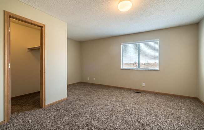 large bedroom with walk-in closet at Skyline View Apartments in Lincoln NE