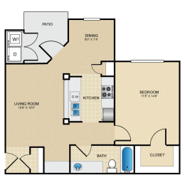 1 bed, 1 bath, 734 sqft, $1,145