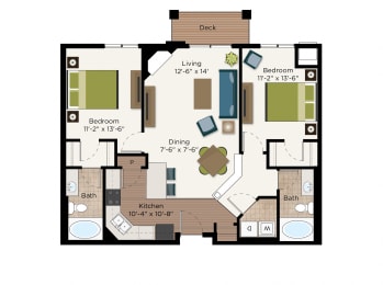 2 beds, 2 baths, 1,123 sqft, $1,874