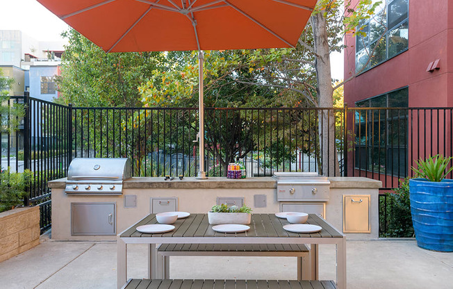 Table and seating near BBQ area