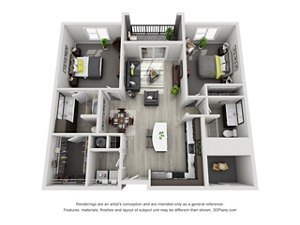2 beds, 2 baths, 1,156 sqft, $2,614