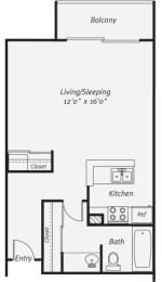 Studio, 1 bath, 570 sqft, $1,944