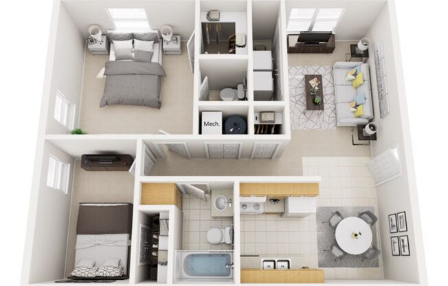 2 beds, 1.5 baths, 832 sqft, $869, Unit 135