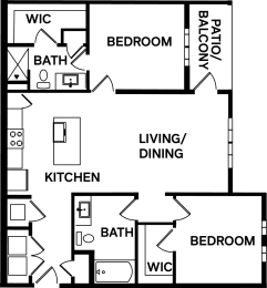 2 beds, 2 baths, 1,075 sqft, $2,060