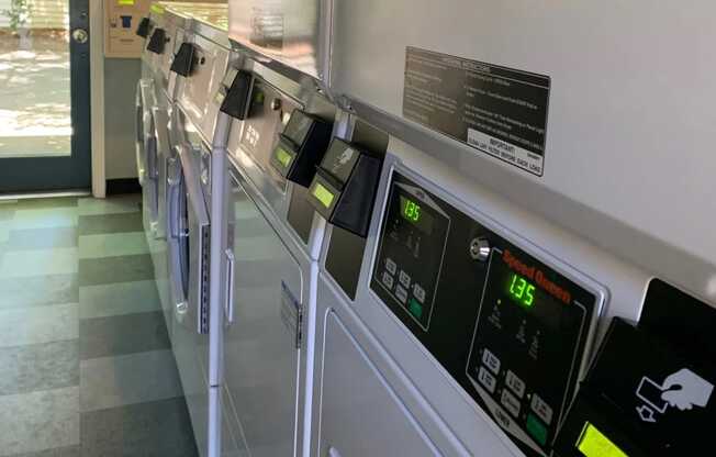 a row of automated parking machines in a building