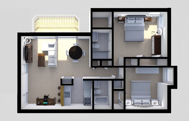 2 beds, 2 baths, $1,670