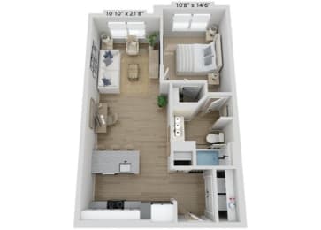1 bed, 1 bath, 684 sqft, $1,452