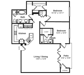 2 beds, 2 baths, 1,503 sqft, $2,560