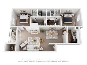 2 beds, 2 baths, $1,126