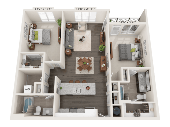 2 beds, 2 baths, 1,059 sqft, $1,571