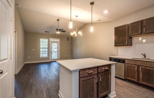 Kitchen & Living Room (Premier Floor Plan) at Emerald Creek Apartments, Greenville