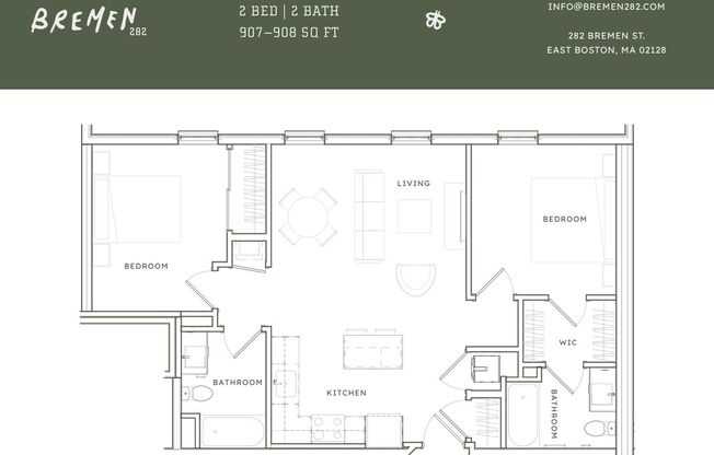 2 beds, 2 baths, 908 sqft, $4,010, Unit 410